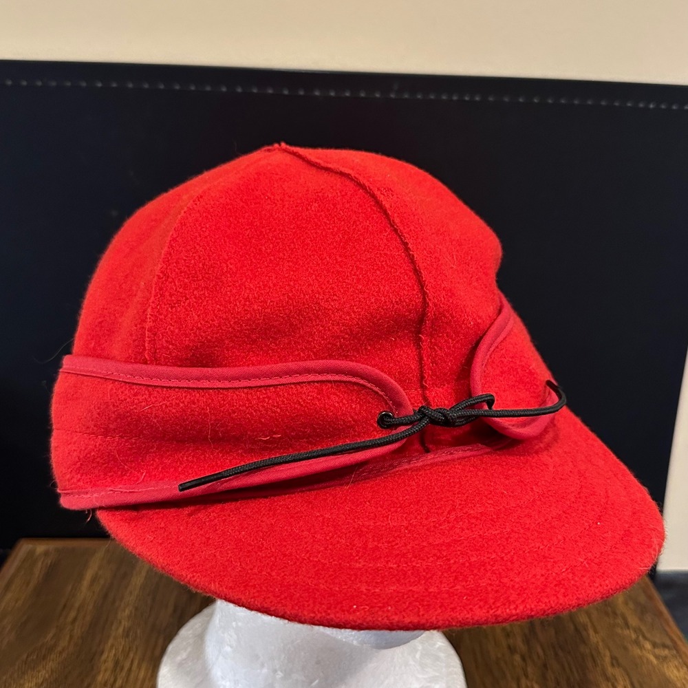Stormy Kromer The Original Cap Red Wool Ear Flap Hunting Hat Mens Size 7 5/8